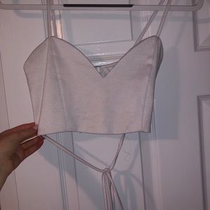 Tobi small white crop top with wrap around tie
